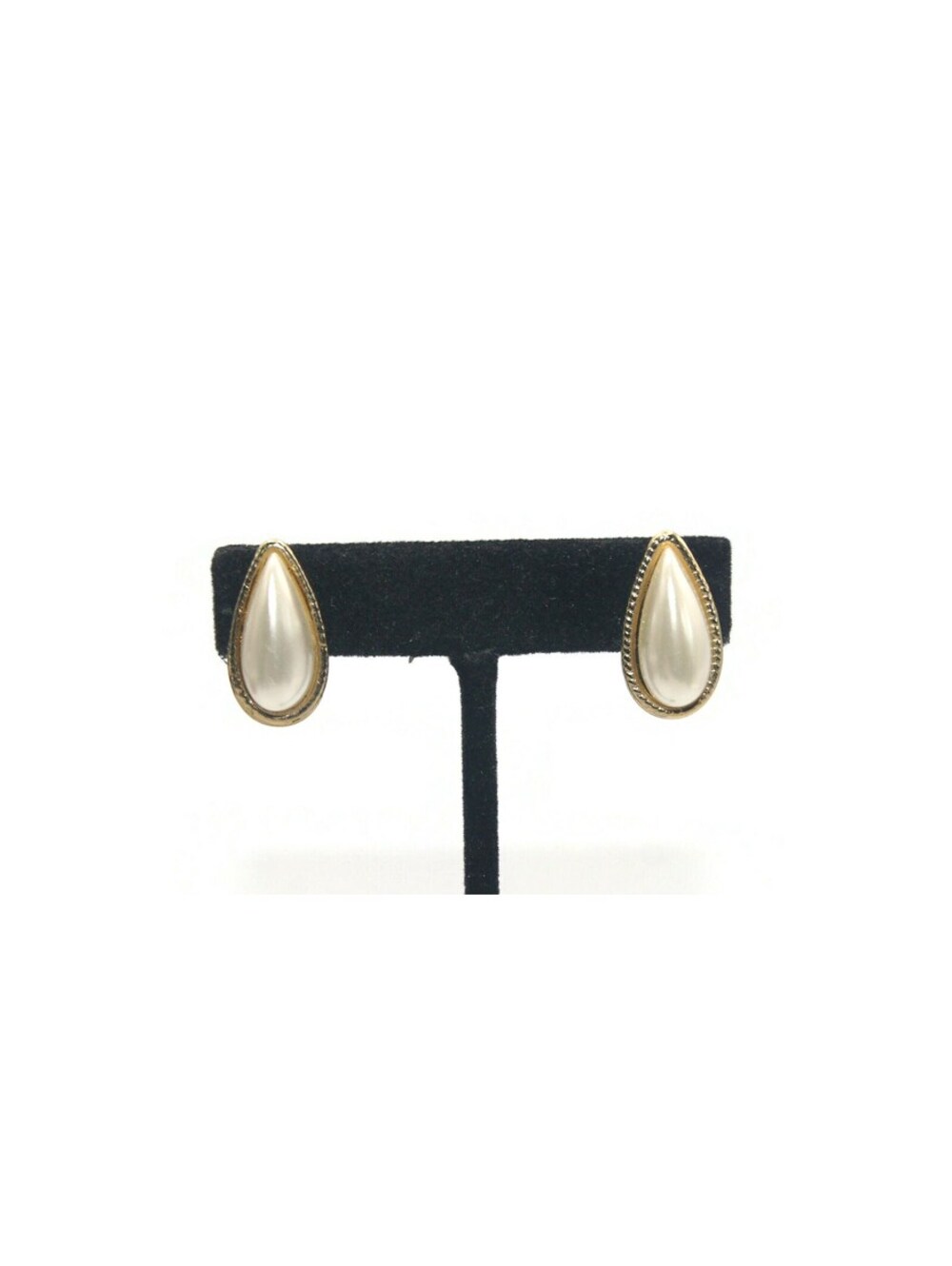 Vintage Gold Tone and Teardrop Faux Pearls Stud Earrings.